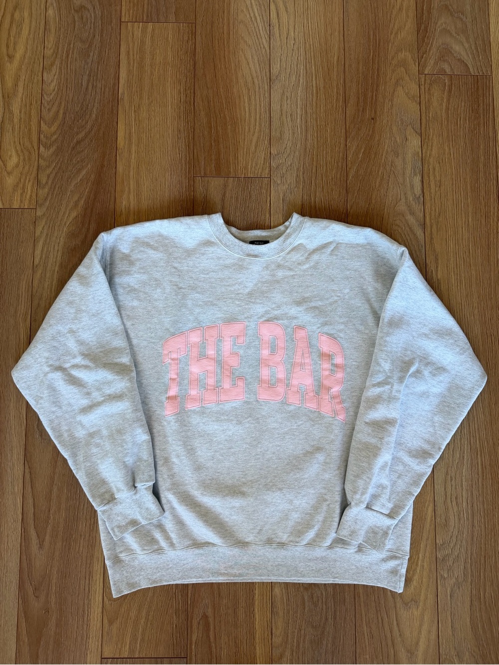 The Bar Light Gray Crewneck with Pink Logo